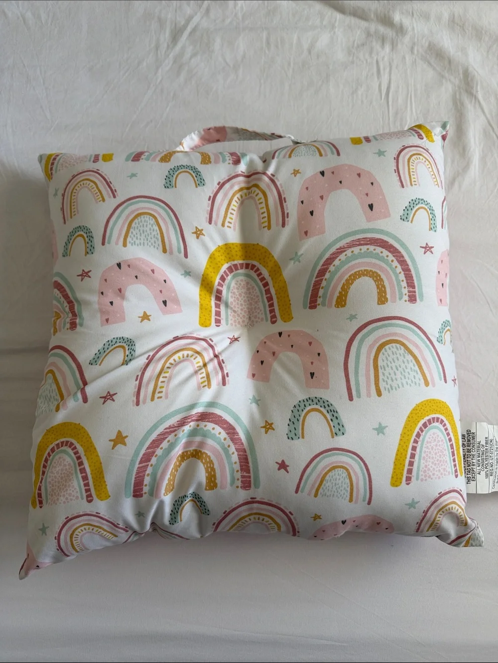 Carter's Rainbow Print Tufted Floor Cushions - Pink, Yellow, Mint